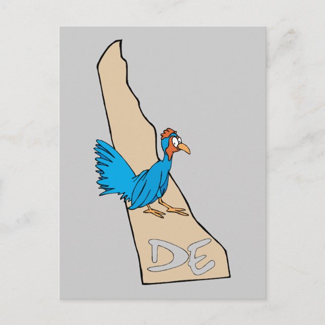 Postal Delaware DE Map & Blue Hen Personalizado Art Motto (Anverso)