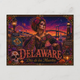 Postal Delaware Día de los Muertos Retro