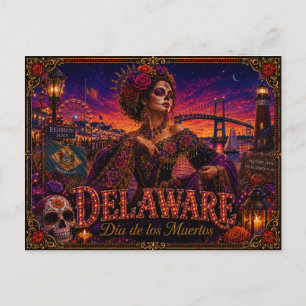 Postal Delaware Día de los Muertos Retro