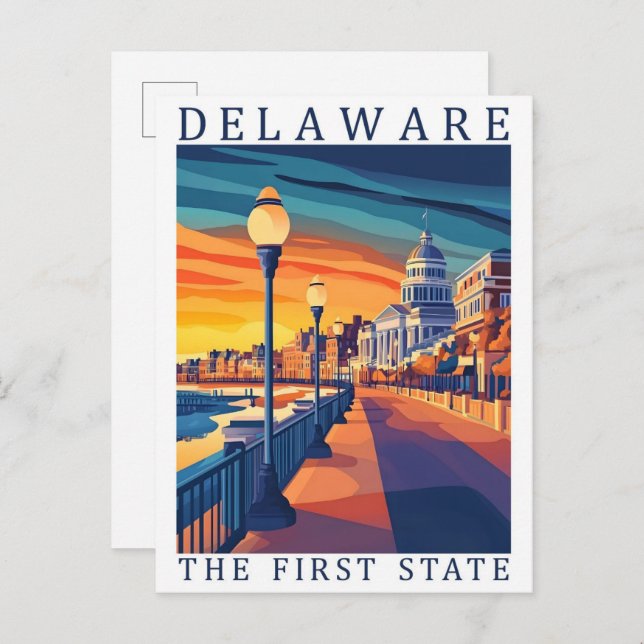 Postal Delaware el primer lugar de viaje de Estados Unido (Anverso / Reverso)