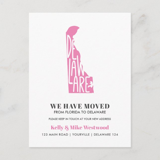 Postal DELAWARE Hemos movido la nueva dirección Nueva cas (Anverso)