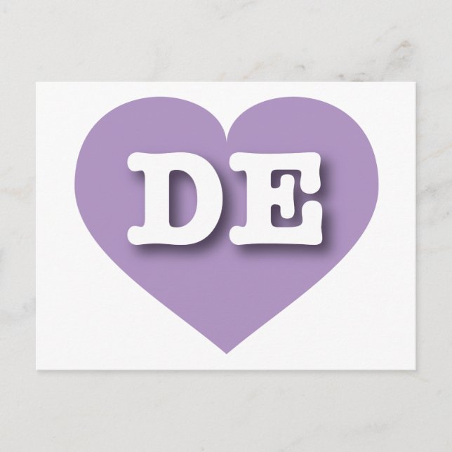 Postal Delaware Lavender Heart - Me encanta DE (Anverso)