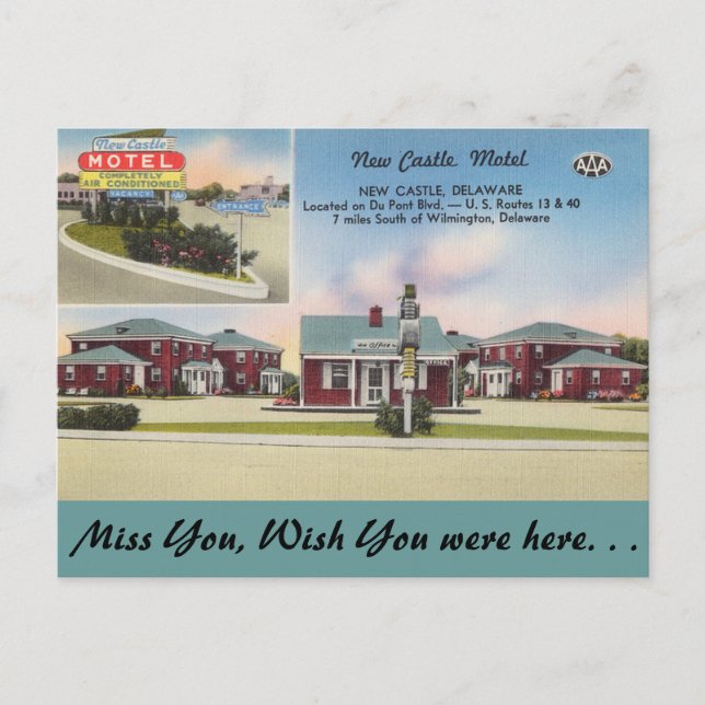 Postal Delaware, nuevo motel del castillo (Anverso)