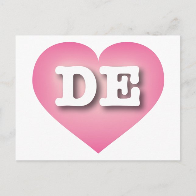 Postal Delaware Pink Fade Heart - Me encanta DE (Anverso)