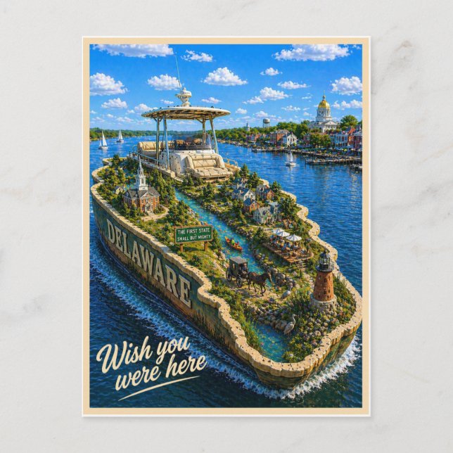 Postal Delaware | Wish You Were Here | Serie del Estado (Anverso)