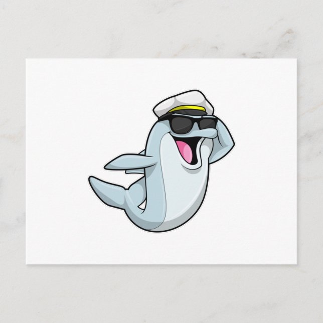 Postal Delfín como policía con sombrero de policía (Anverso)