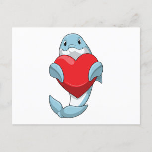 Postal Delfín con corazón