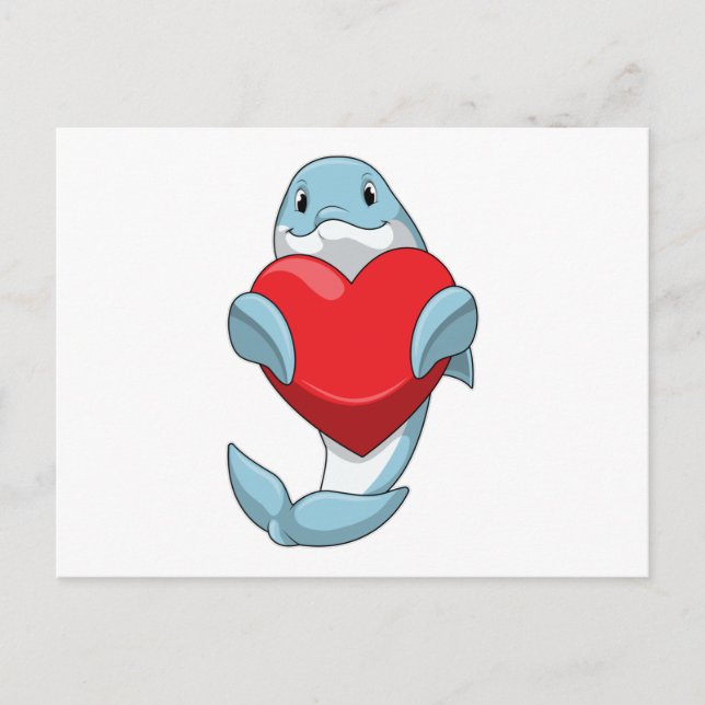 Postal Delfín con corazón (Anverso)