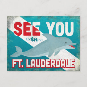 Postal Delfín de Ft Lauderdale - Viaje retro vintage