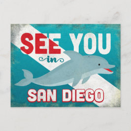 Postal Delfín de San Diego - Viaje retro vintage