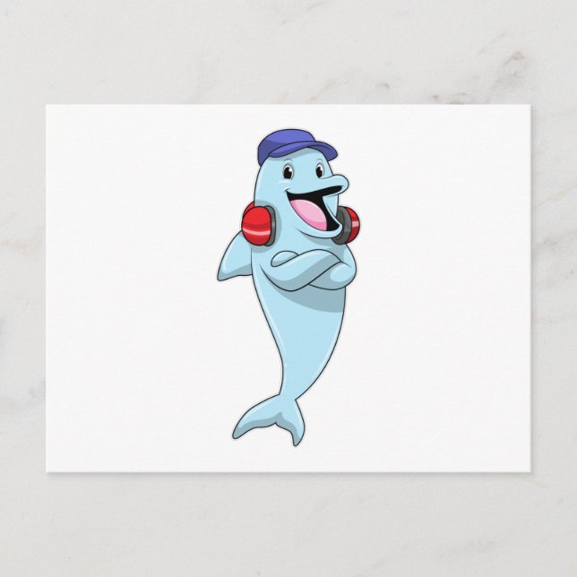 Postal Delfín en Escuchar música (Anverso)