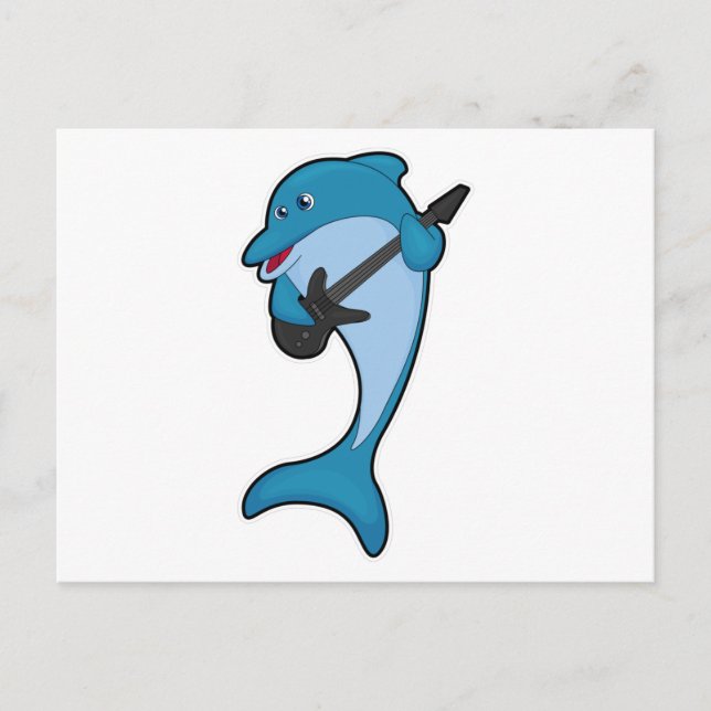 Postal Delfín en Música con Guitarra (Anverso)