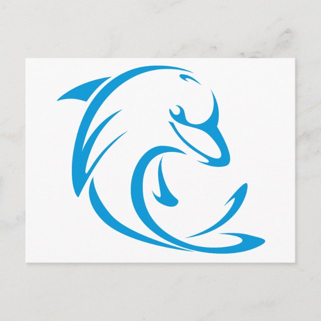 Postal Delfín feliz en el estilo de dibujo de giro (Anverso)