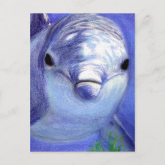 Postal Delfines Dibujando un delfín azul en la imagen sub