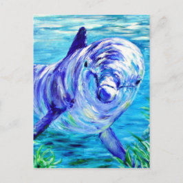 Postal Delfines oceánicos pintando imagen submarina de de