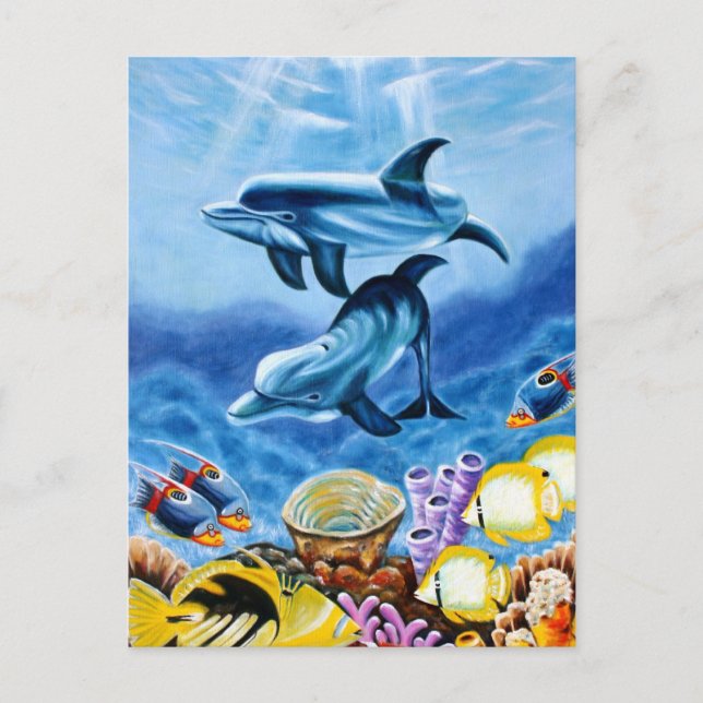 Postal Delfines Peces tropicales (Anverso)