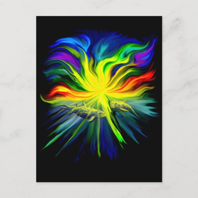 Postal Delfinfamilie im Sonnenschein (Anverso)