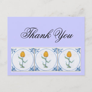 Postal Delft Tulip Tile Gracias Personalizable Postcard