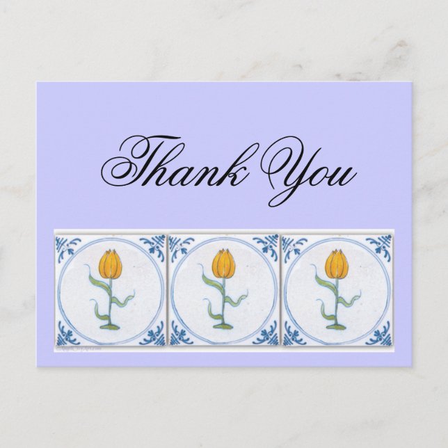 Postal Delft Tulip Tile Gracias Personalizable Postcard (Anverso)