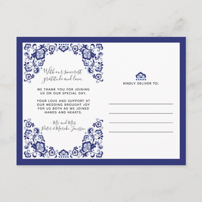 Postal Delfts Blauw | Delft Blue Gracias Foto Única (Anverso)