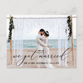 Postal Delicada caligrafía que nos casamos con foto