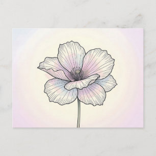 Postal Delicada Flor de Amapola Pastel