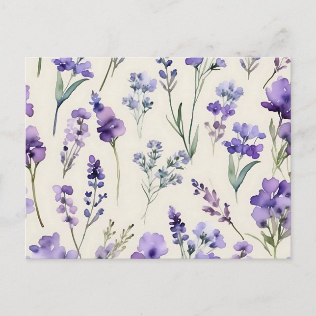 Postal Delicada Lavender Dream Watercolor Floral (Anverso)