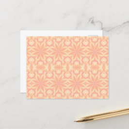 Postal Delicado kaleidoscopio floral de forma rosa amaril