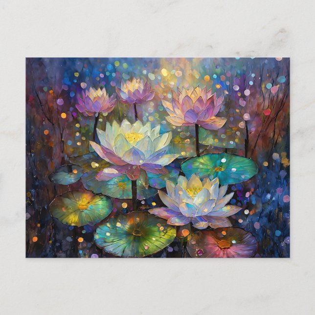 Postal Delicate Lotus Flowers Blossoming in the Snow (Anverso)