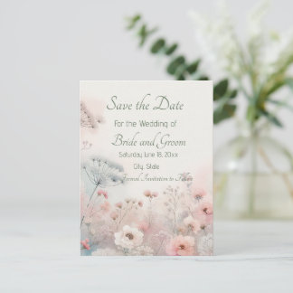 Postal Delicate Queen Anne's Lace Save the Date Postcard