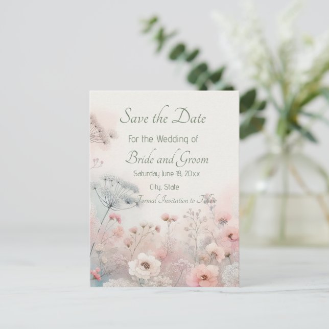 Postal Delicate Queen Anne's Lace Save the Date Postcard (Anverso de pie)
