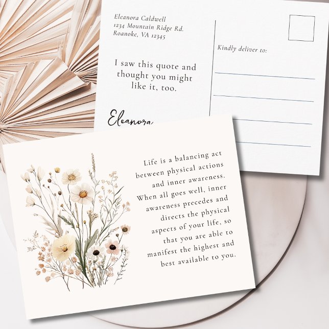 Postal Delicate Wildflowers Motivational Quote (Delicate Wildflowers Motivational Quote Postcard)