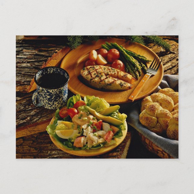 Postal Deliciosa cena de Salmón (Anverso)