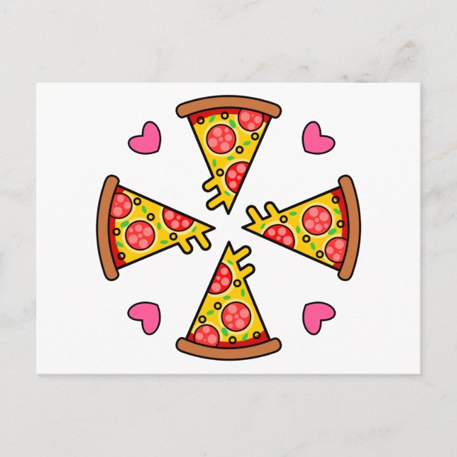 Postal Deliciosas rebanadas de pizza Mandara (Anverso)