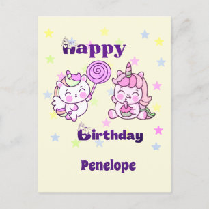 Postal Delicioso Día de Cumpleaños Unicornio