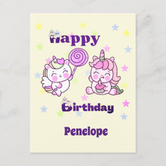 Postal Delicioso Día de Cumpleaños Unicornio