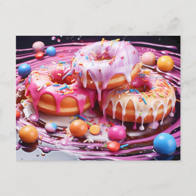 Postal Delicioso donut con glaseado de azúcar, vista supe (Anverso)