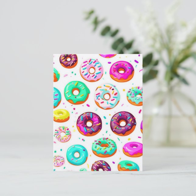 Postal Deliciosos donuts de crema patrón (Anverso de pie)