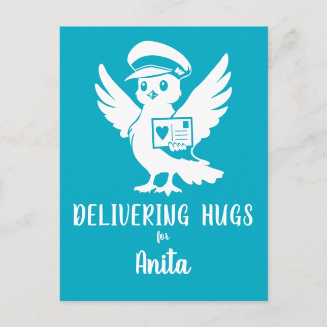 Postal Delivering Hugs Penny Post Mascot Postcard (Anverso)