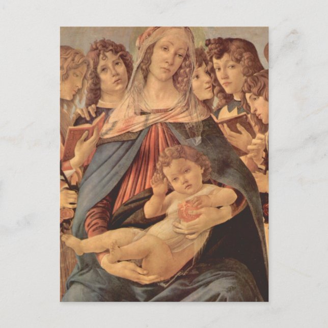 Postal Della Melagrana de Madonna por Botticelli (Anverso)