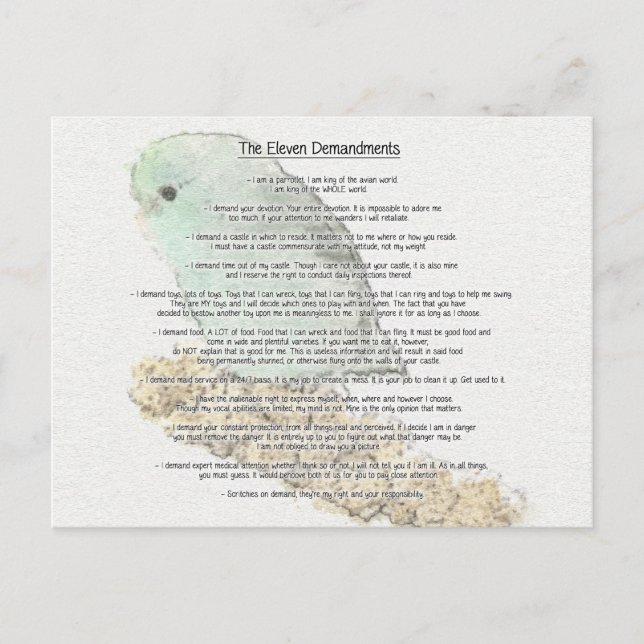 Postal Demandaciones de Parrotlets (Anverso)