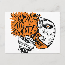 Postal ¡DEMASIADO CALIENTE! cráneo de dibujos animados