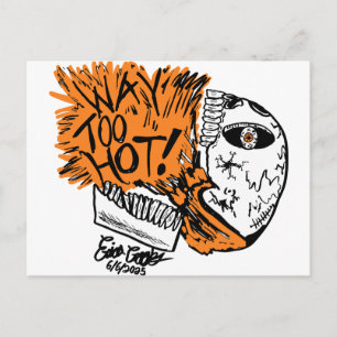 Postal ¡DEMASIADO CALIENTE! cráneo de dibujos animados
