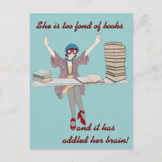 Postal Demasiado encariñado con libros