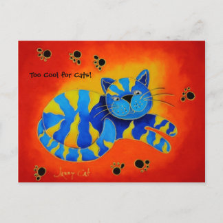 Postal ¡Demasiado genial para los gatos! -Gato rojo sonri