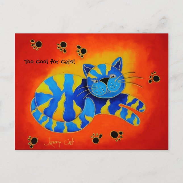 Postal ¡Demasiado genial para los gatos! -Gato rojo sonri (Anverso)