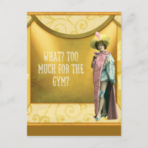 Postal ¿Demasiado para el gimnasio? Divertido vestido de 