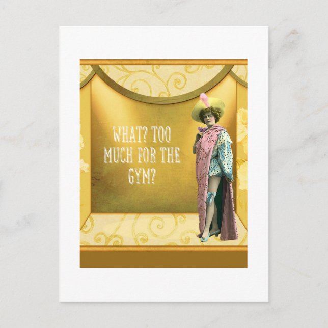 Postal ¿Demasiado para el gimnasio? Divertido vestido de  (Anverso)