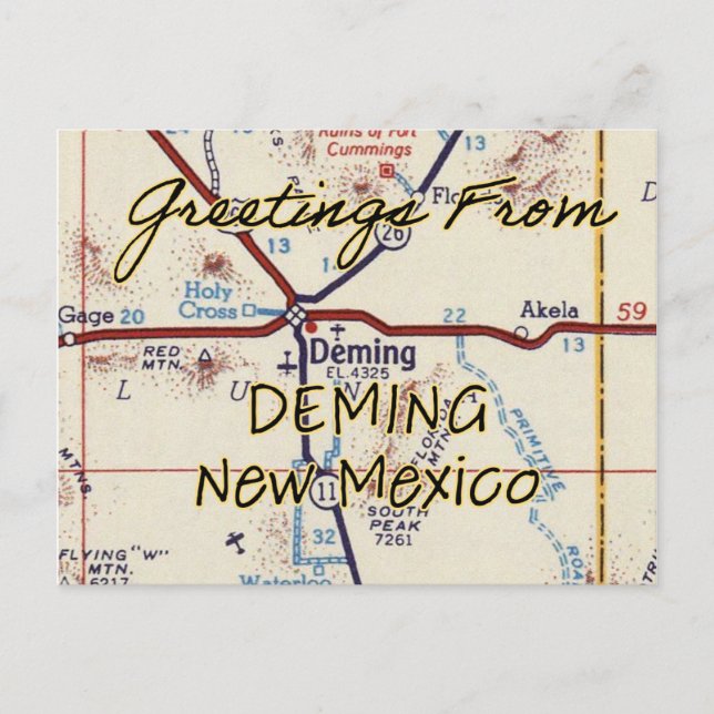 Postal Deming NM Vintage Map (Anverso)