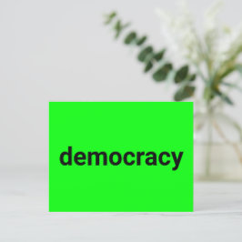 Postal Democracia tipografía minimalista neón verde moder